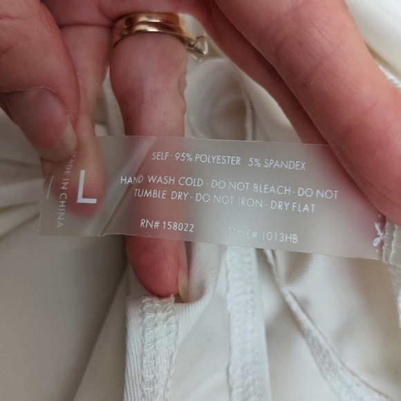 Hey BABE Instagram LA label white bodysuit rounded square neck basic women's L - Picture 10 of 11